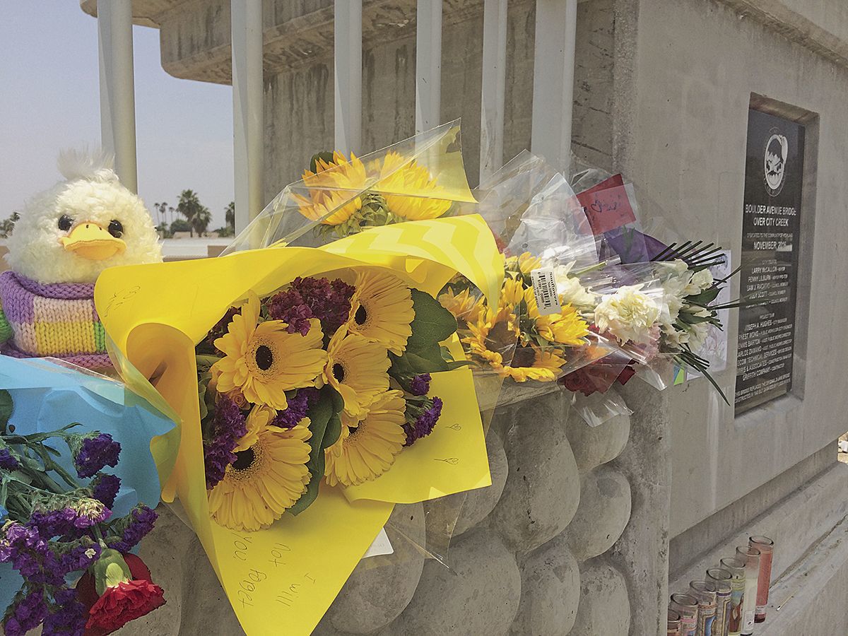 Flowers at the fatal crash scene